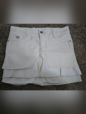 Dek'her Designer Y2K Mini Denim Skirt Size 42 IT Off White Size 8 US 33" Italy